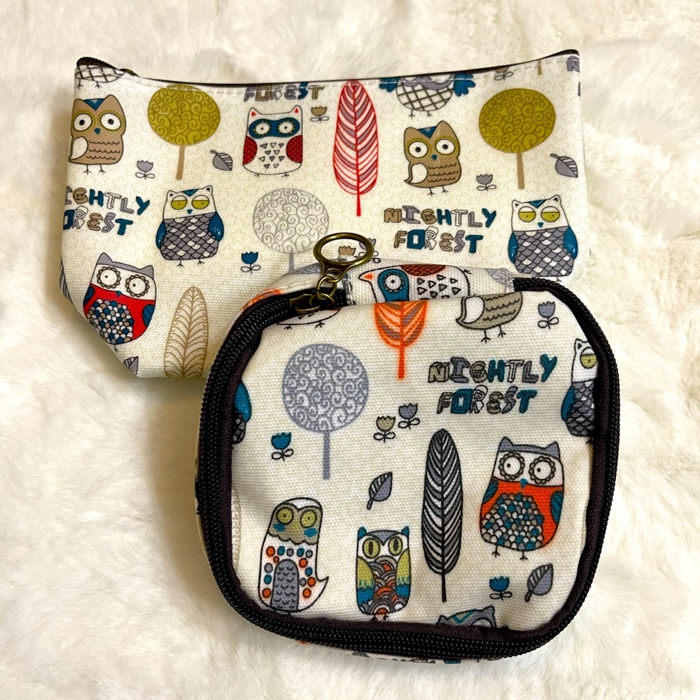 🦉👜Nightly Owl Zippered Pouch Bags x2